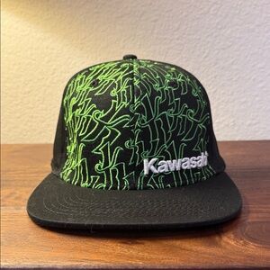 Kawasaki Black and Green racing fitted hat